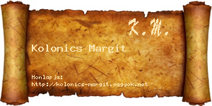 Kolonics Margit névjegykártya